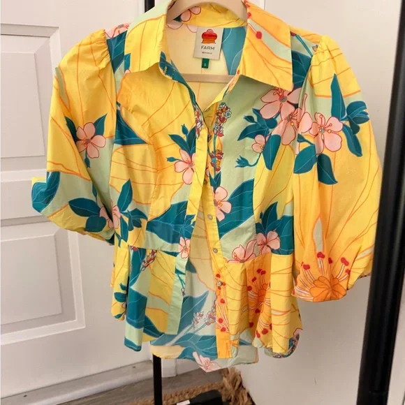 FARM Rio Yellow and Blue Floral Blouse - Picture 4 of 4